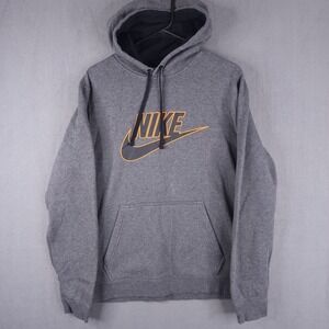 Nike Hoodie Mens Medium Gray Orange Futura Logo Pullover Retro Y2K Gorpcore